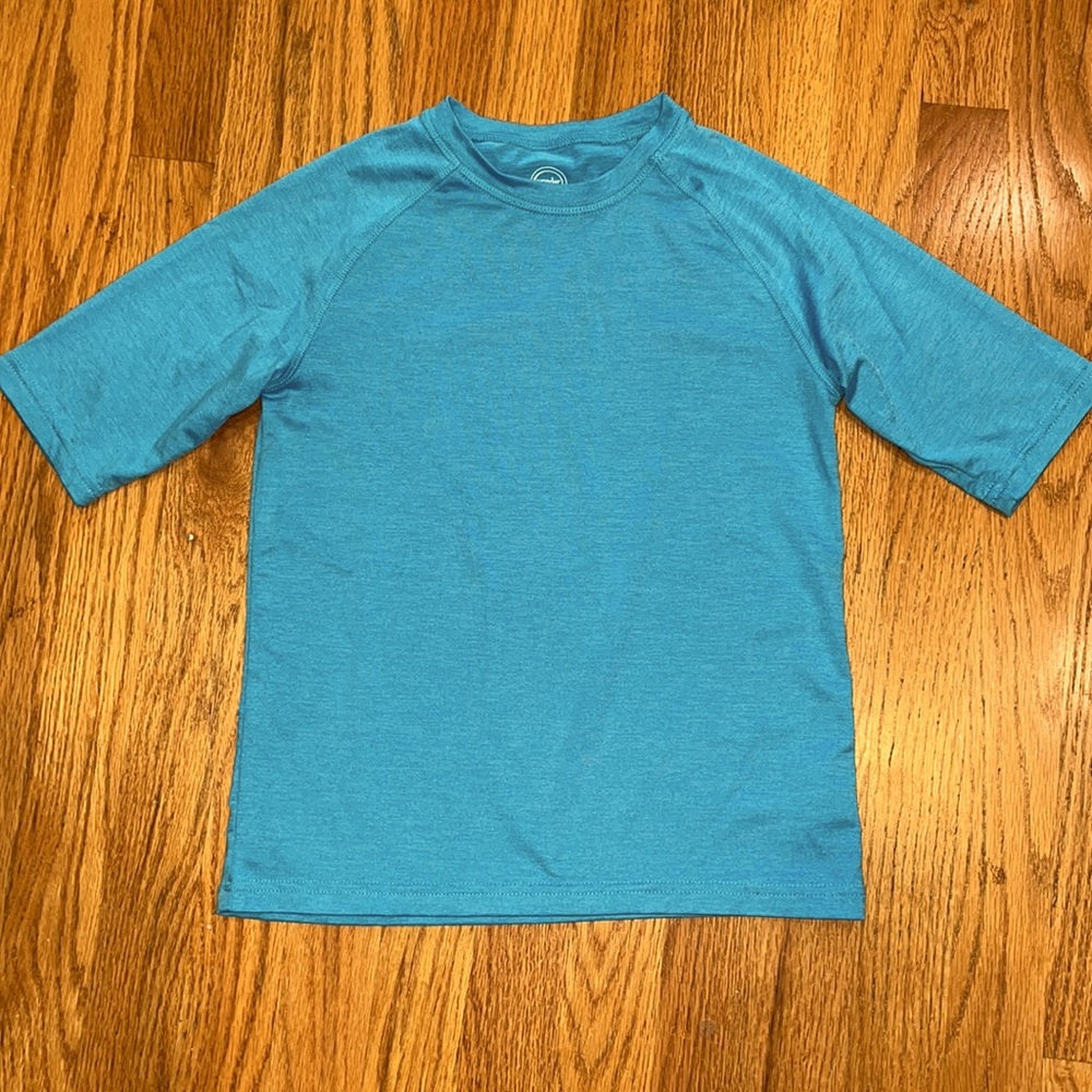 Turquoise Mottled Rash Guard Swim Shirt